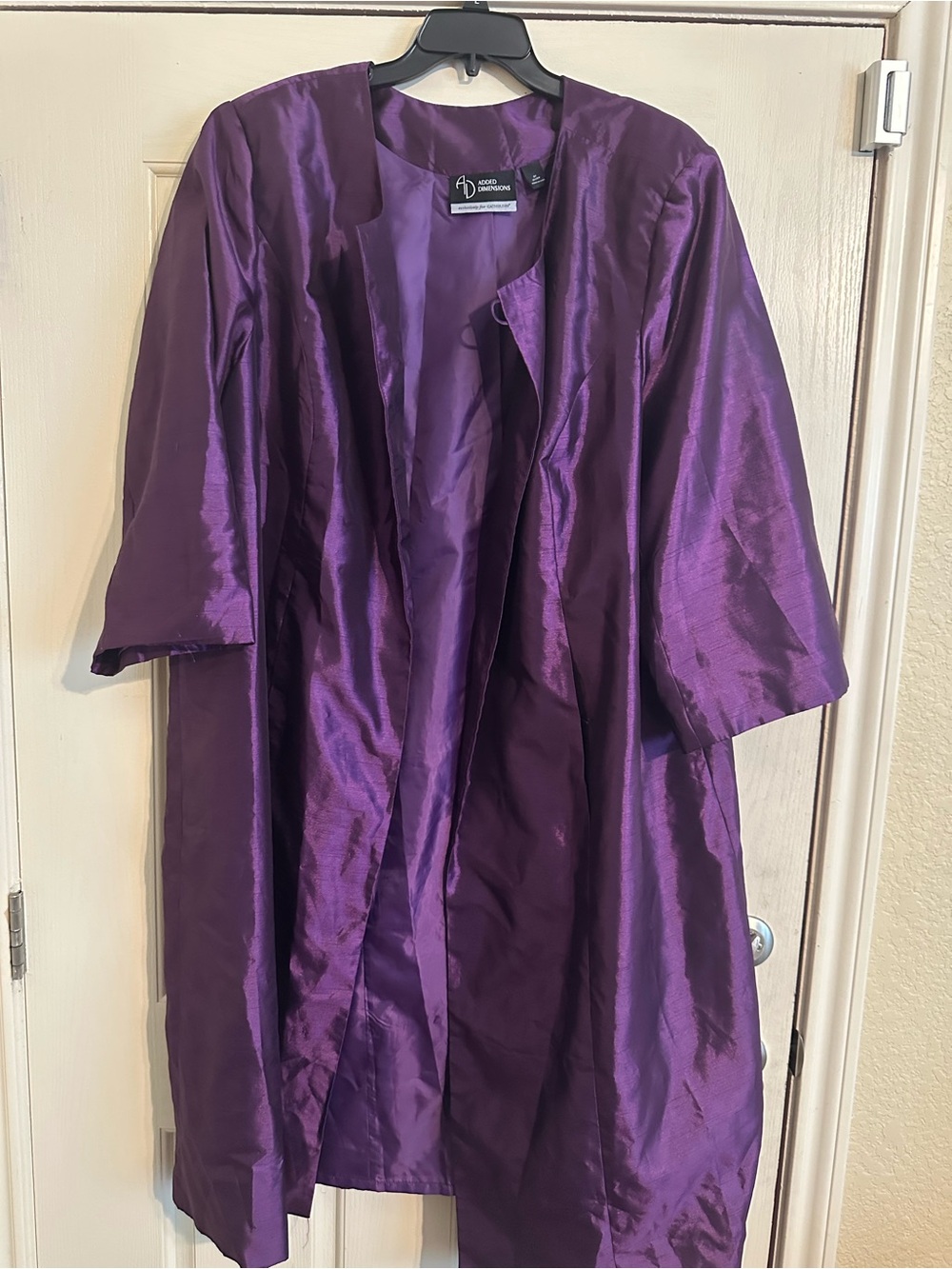 Catherines Shiny Purple Open-Front Satin Cape Coat